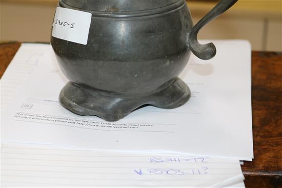 Five graduated pewter tankards, tallest 17cm